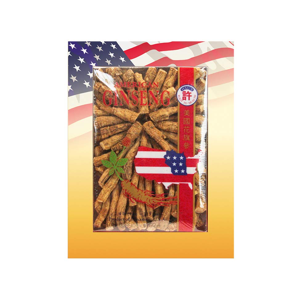 Hsu's SKU 122-4 | Medium Prong | Cultivated Wisconsin American Ginseng Direct from Ginseng Gardens | distributed 西 4oz Box,