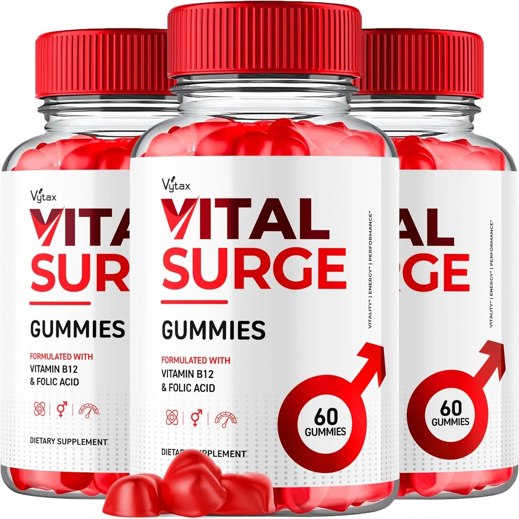 (3 Pack) Vital Surge Gummis, Vital Vita Surge Advanced Extra Strength Formula 1000MG Vigor Pump Men's Vitamin Supplement - Vitalsurge Vitasurge All Natural Ingredients Delicious Chews (180 Gummis)