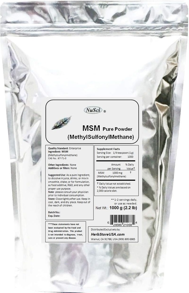 MSM (Methylsulfonylmethan) Reines Pulver (1000 Gramm (2.2 lb)