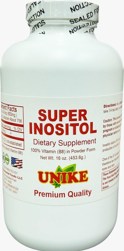Supplément diététique Super Inositol (Vitamine B8) Poudre pour l'équilibre hormonal, la fertilité et le soutien ovarien.