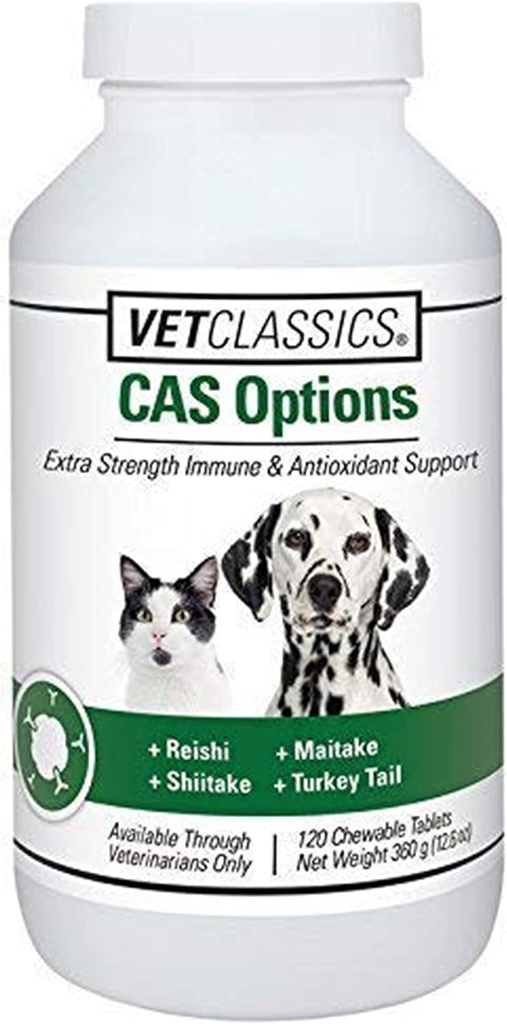 Vet Classics CAS-Optionen extra Stärke Immununterstützung für Hunde, Katzen – Pet Health Supplement, Dog Antioxidant Care – Extra-Strength Dog Supplement Formula – 120 Chewable Tablets