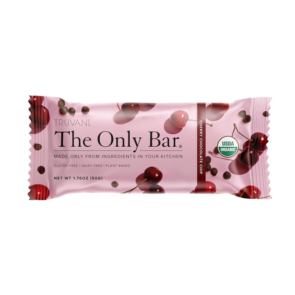 Truvani Pflanzen basierte Snack Bars | Kirsch Schokolade Chip 1 Pack | 5g Protein | USDA Organic and Vegan | Die einzige Bar | Milch, Soja, und Gluten Free | Individuell Wrapped