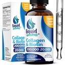 Flüssiges Kollagen und Biotin, 2 Fl. Oz, Ultra-Strength Collagen Ergänzungen für Frauen, Third-Party getestet Biotin für Haarwachstum Frauen, Nägel und Haut Vitamine B7 Collageno Peptide – Vanille Flavor