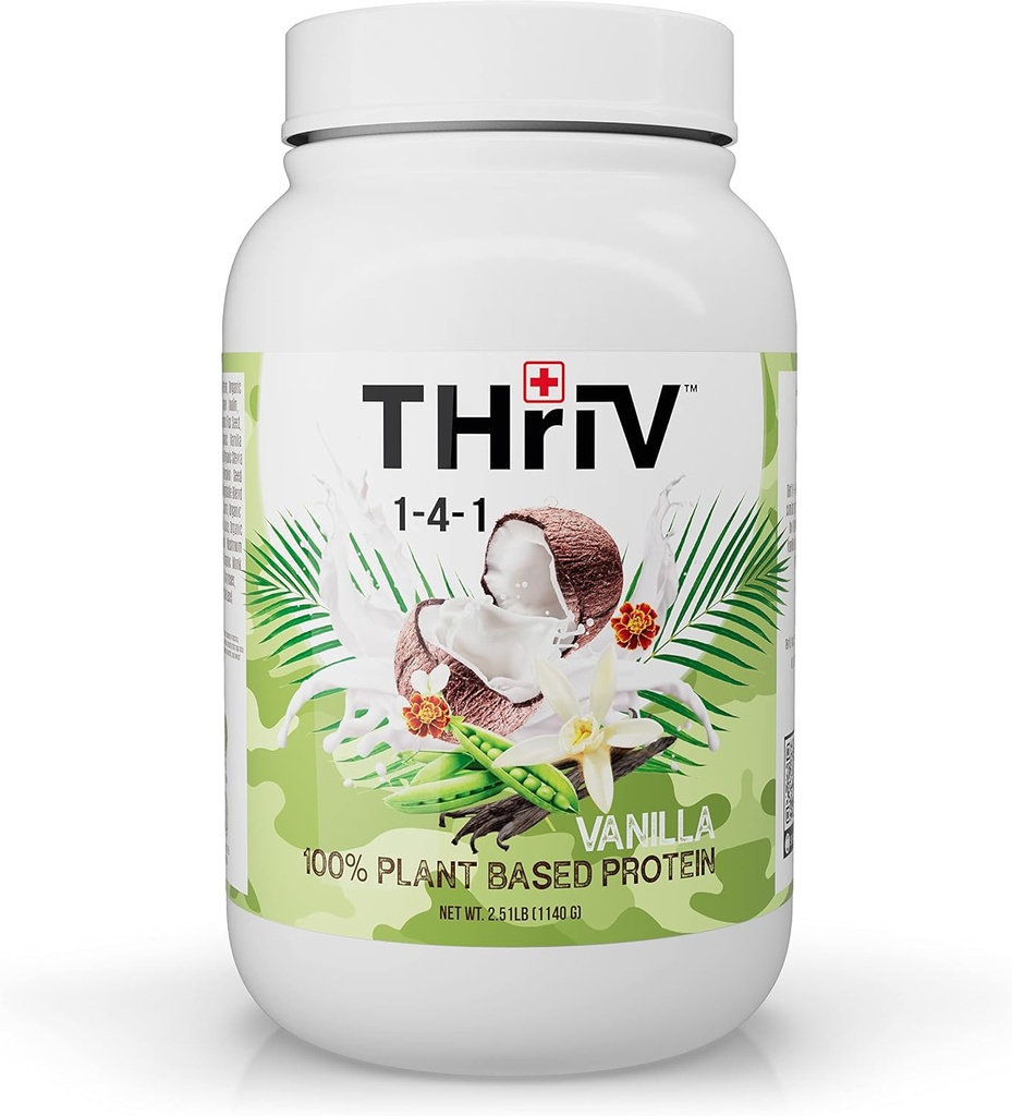 Thriv THriV Nutrition - Bio Pflanzenbasiertes Proteinpulver, Schokolade oder Vanille, Vegan, Glutenfrei, Non-GMO, Dairy Free, (2.5lb/1,140g) Pulver (Vanilla)