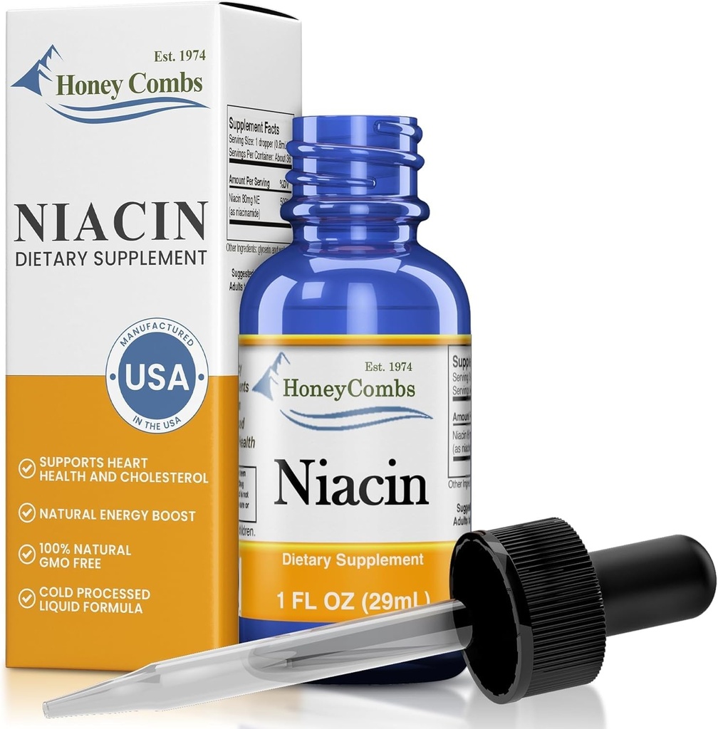 Niacin Flüssigkeitstropfen Made in den USA - Vitamin B3 Supplement - 500% DV pro Servieren - 36 Servierungen pro Container - Groß für Männer, Frauen, Kinder - Vegan Vitamin B7 Liquid - Bulk Sizes Auch verfügbar