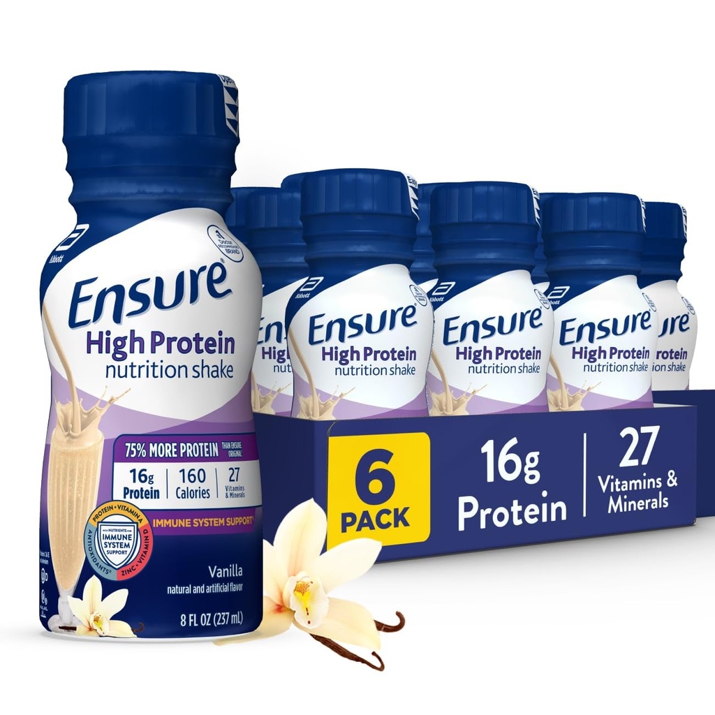 Assure une forte teneur en protéines de la vanille agiter avec fibre, prêt à boire, 16g de protéines et 27 vitamines et minéraux, 8 fl oz, 6 Pack