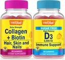 Eh bien oui Collagène + Biotine + Vitamine D3 5 000 UI sans sucre, Gummies Bundle - Grande dégustation, supplément de vitamine, sans gluten, sans OGM, Gummy à croquer