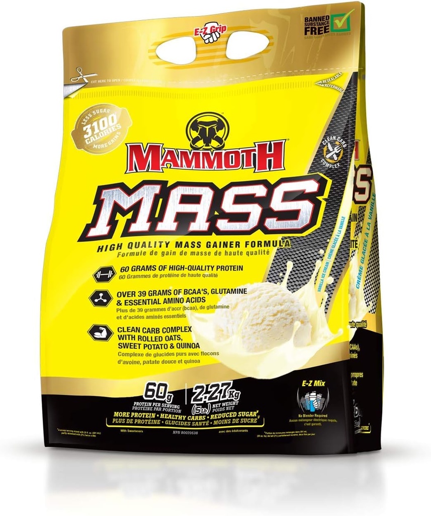 Supplément de masse de mammoth nutritionnel interactif, 5 lbs, Vanille FID15319