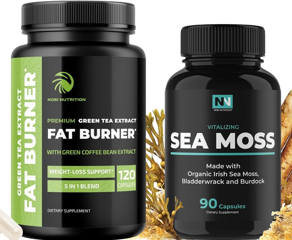Irish Sea Moss und Green Tea Weight Loss Pills | Metabolism Booster & Schilddrüse Unterstützung mit Bladderwrack, Burdock Root & Green Coffee | Appetite Suppressant & Immune Unterstützung | 90 & 120 Kapseln