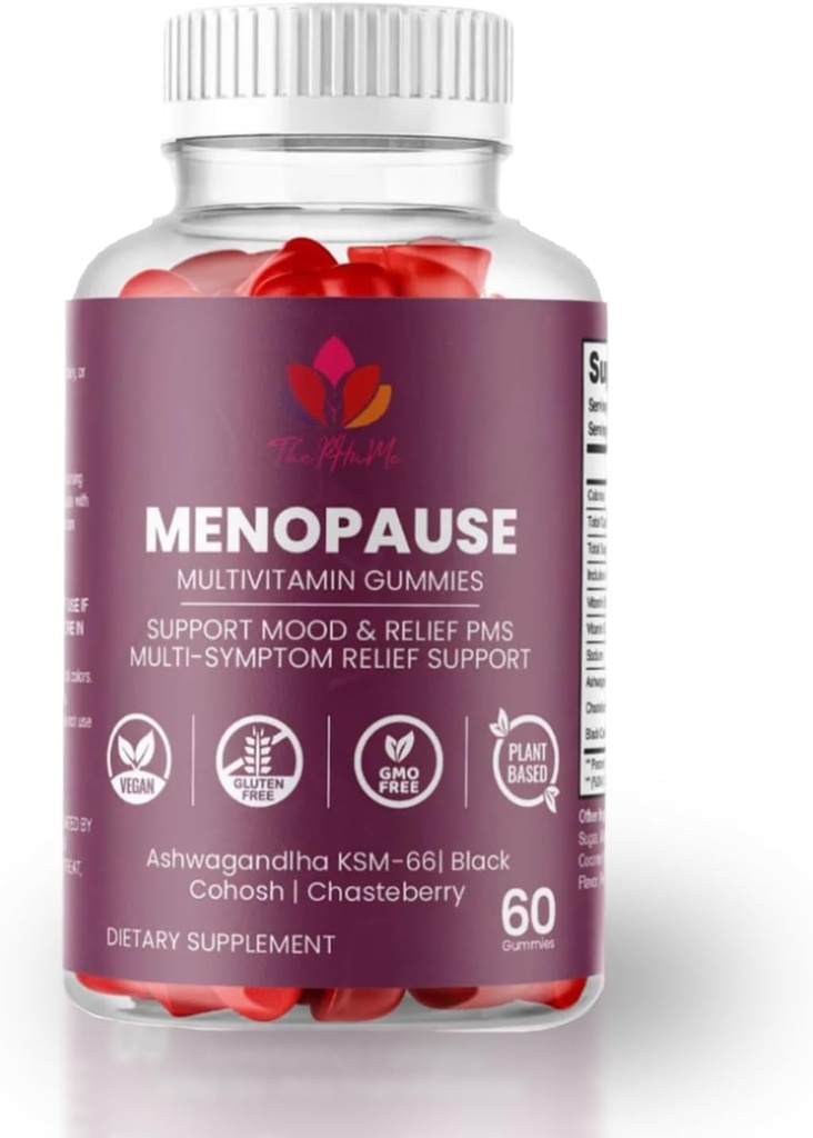 Menopause Gummis mit Black Cohosh & Ashwagandha KSM-66 – Organic Supplement for Women's Wellness – 60 Count