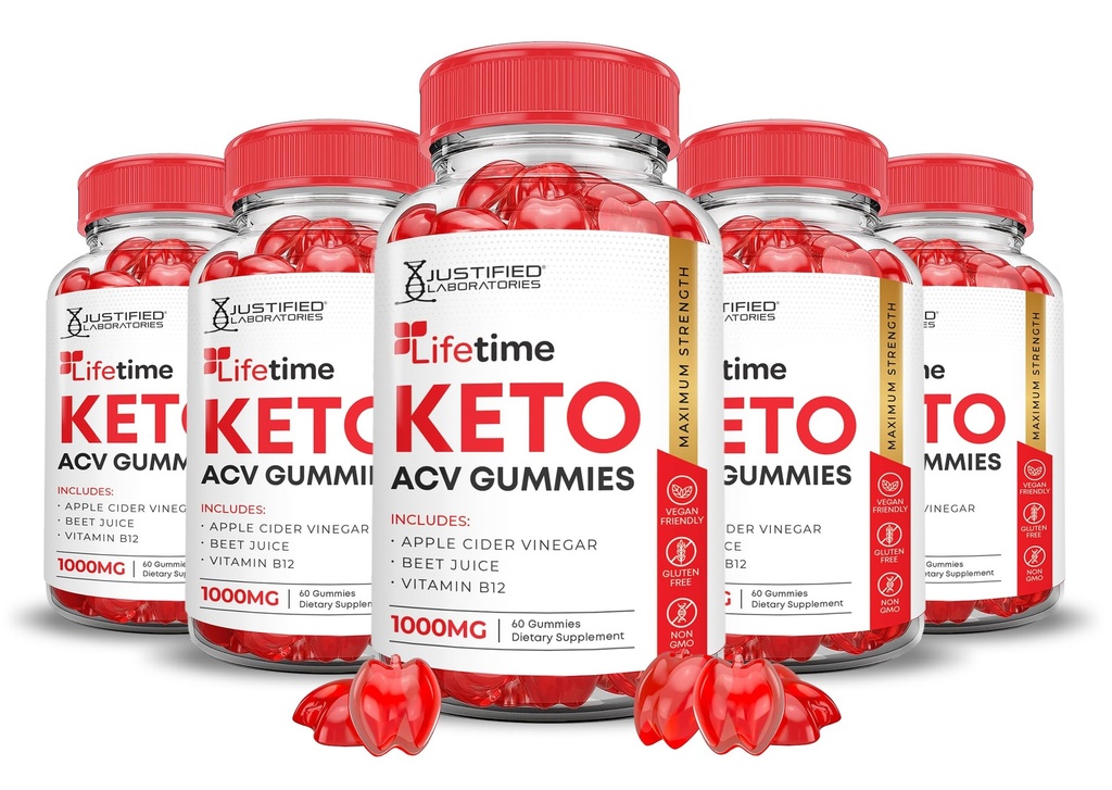 (5 Pack) Lebenszeit Keto ACV Gummies Fortgeschrittene Formel 1000MG Lebenszeit Keto Gummies Apfel Apfel Apfelessig Formuliert mit Granatapfel-Blütensaft Pulver B12 Vegan Non GMO 300 Gummys