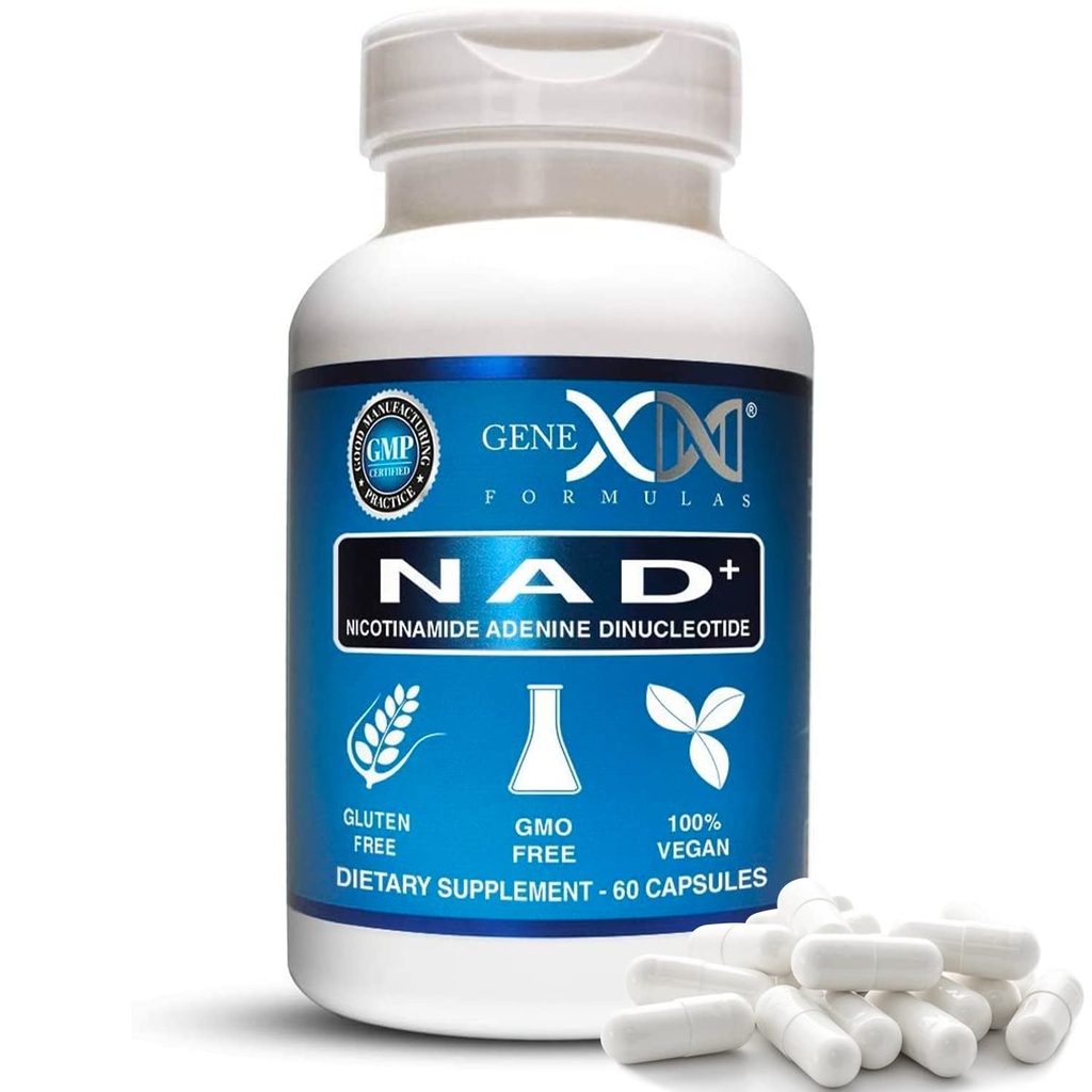 Formules Genex NAD+ 250mg Servant 60 Capsules Dinucléotide de Nicotinamide Adenine (le NAD+ réel n'est pas un précurseur) (1)