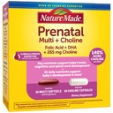 Nature faite Vitamines prénatales Softgels + Capsules Choline, Acide folique + DHA + Choline, 60 Vitamines prénatales pour les femmes, 60 Capsules de compléments Choline, 60 jours d'approvisionnement