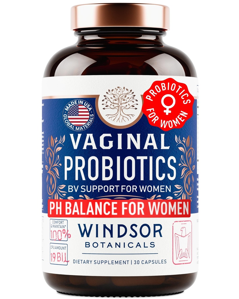 Probiotiques vaginaux pour les femmes - 19Bil CFU,15-Strain Lactobacillus Probiotique pour l'équilibre de la PH, le soutien urinaire, l'odorat et la santé des levures - Complexe d'équilibre pour les femmes BV Suppléments de soutien - 30 capsules véganes