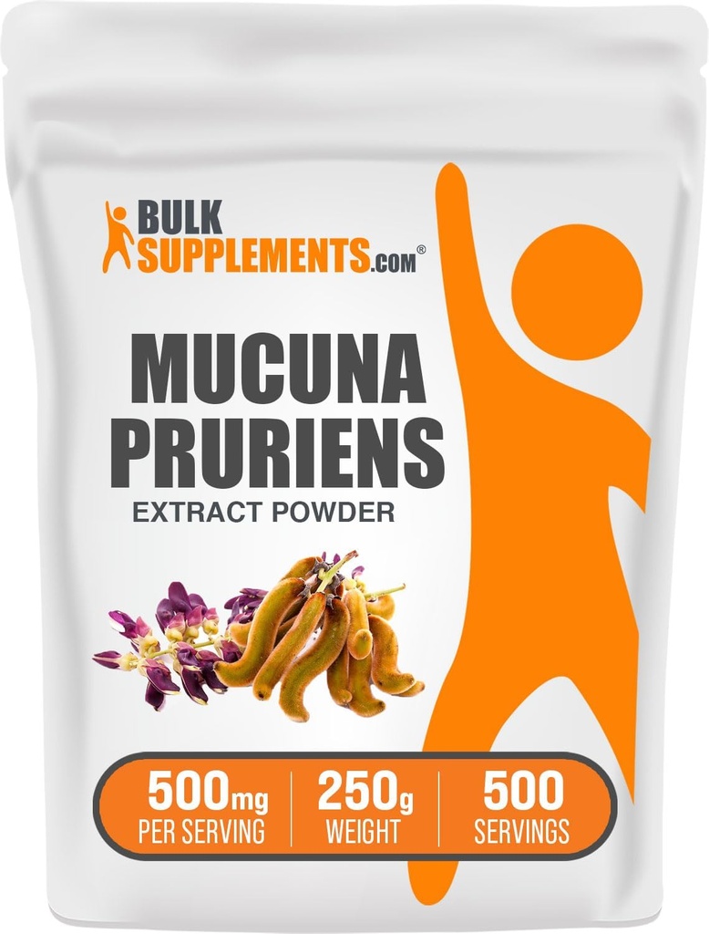 BulkSupplements.com Mucuna Pruriens Extract Powder - Mucuna Pruriens Supplements, Kräuterergänzung - Vegan & Glutenfrei, 500mg pro Servierung, 250g (8.8 oz) (Pack von 1)
