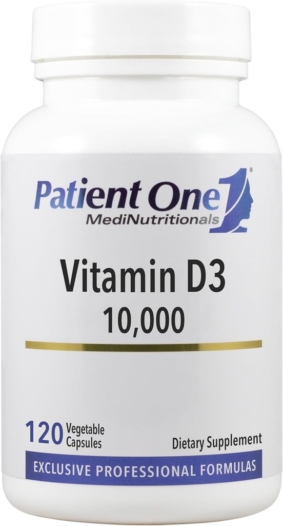 Patient One Vitamin D3 10.000 IU | Beilage zur Unterstützung von Immun-, Herz- und Knochengesundheit* | Hochabsorbierbare Cholecalciferol Form | 120 Kapseln