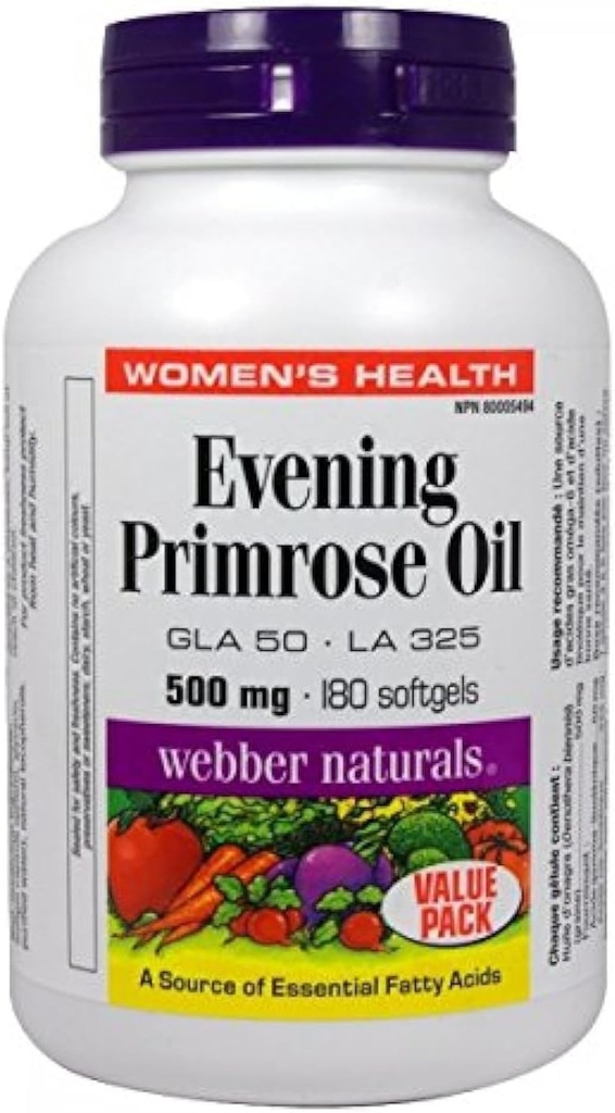 Webber Naturalsᆴ Abend Primrose Öl 500mg 180 softgels