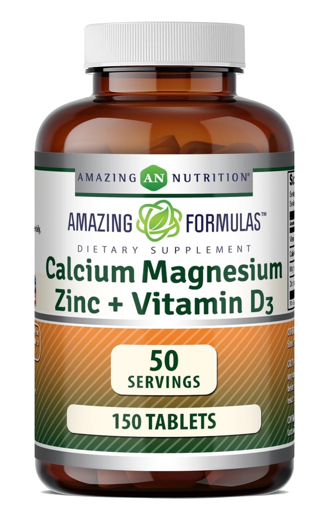 Erstaunliche Formeln Calcium Magnesium Zink + D3 Ergänzung | 150 Tabletten | Non-GMO | Gluten-Free | Made in USA