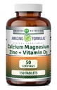 Erstaunliche Formeln Calcium Magnesium Zink + D3 Ergänzung | 150 Tabletten | Non-GMO | Gluten-Free | Made in USA