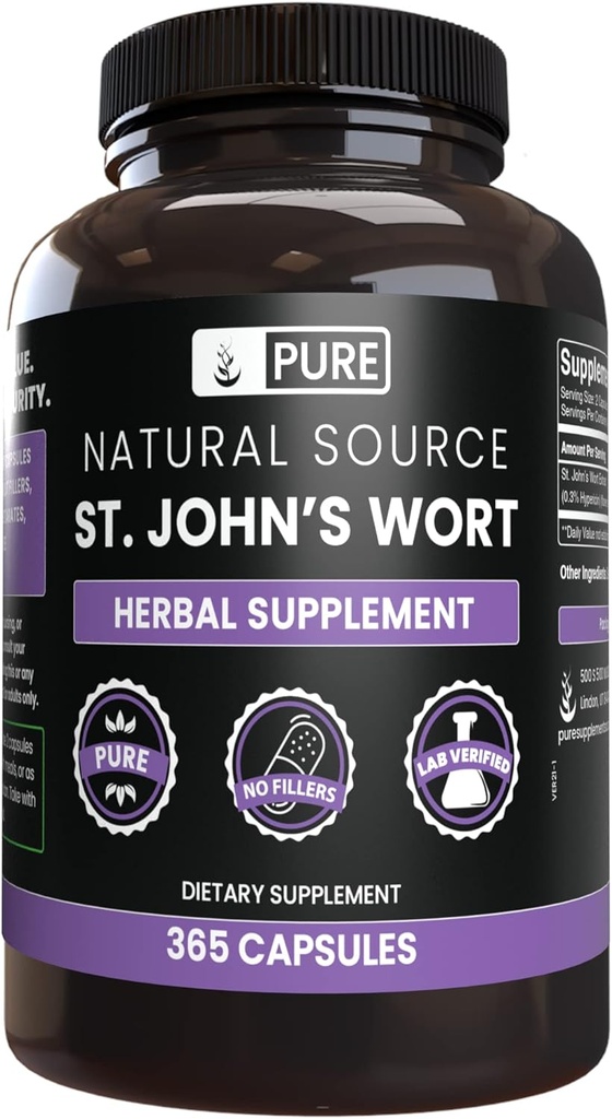 PURE ORIGINAL INGREDIENTS St. John's Wort (365 Kapseln) Kein Magnesium oder Reisfüller, Immer rein, Lab Verifiziert