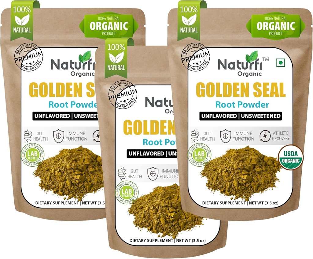 Naturefi Poudre de racine de seau d'or biologique - 10,5 oz, 300 portions *USDA Organic=Lab testé* Pure poudre de racine de seau d'or naturel