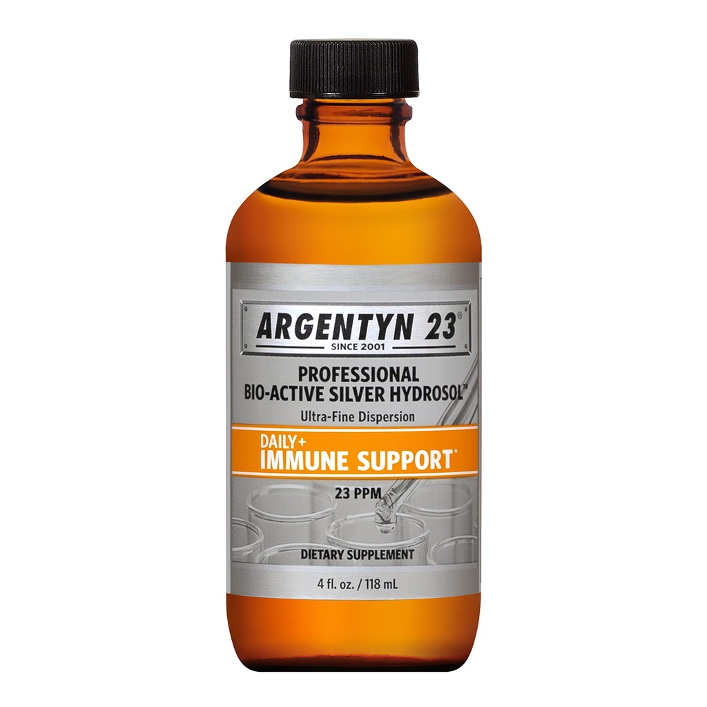 Argentyn 23 Hydroxyde d'argent bioactif professionnel pour le soutien immunitaire – Argent colloïdal, 23ppm, 4oz (118mL) – Twist-Top