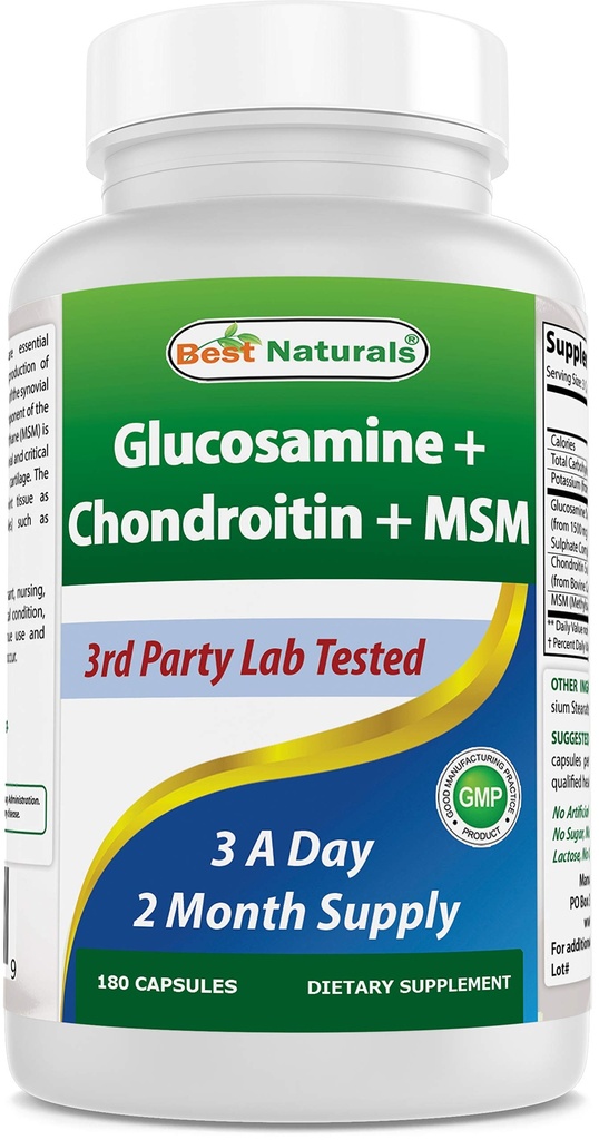 Meilleurs naturels Glucosamine Chondroïtine et MSM (non-OGM) - Promotion de la santé conjointe - 180 Compte