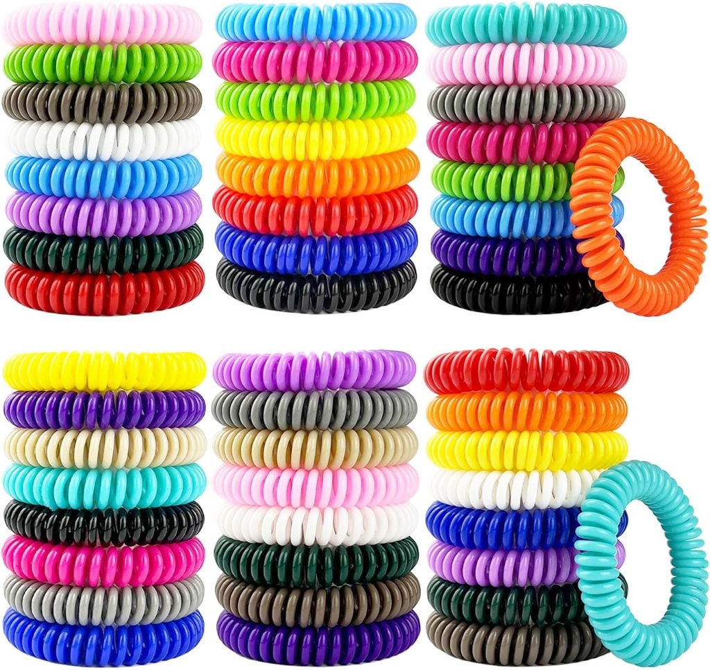 Bracelets déperlants Mosquito 50 Pack, Bandes déperlantes Mosquito emballées individuellement avec stickers déperlants Mosquito 60 Pcs, Bracelets en mousse sans DEET pour adultes et enfants en plein air