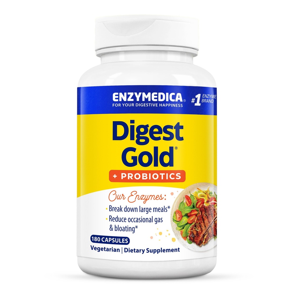 Enzymedica Digest Gold + Probiotics, 2-in-1 Formel für Gut Health, Verdauungsenzyme & 1 Billion Active Probiotic Cultures, 180 Count (FFP)
