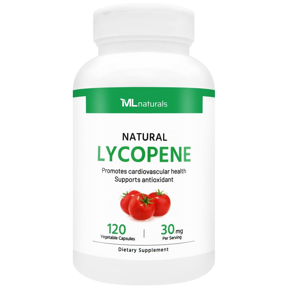 ML Naturals Lycopène naturel 30 mg 120 Capsules végétales. Antioxydants et immunosupport, santé cardiovasculaire et santé de la prostate, NSF-Certified & cGMP-Compliant, laboratoire tiers testé