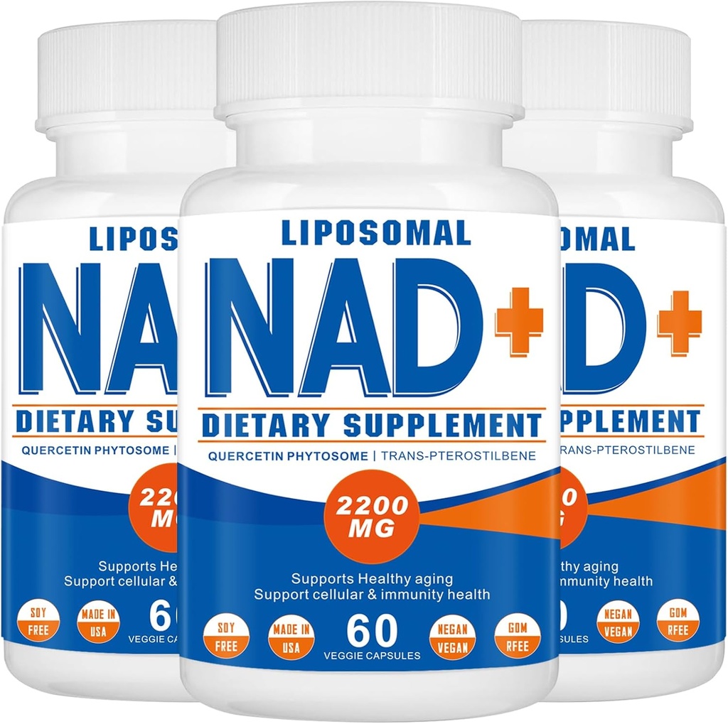 2200mg Liposomal NAD+ Ergänzung, NAD Ergänzung für Cellular Energy, Aging Defese,180 Kapseln
