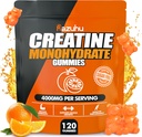 Kreatin Monohydrat-Gummi für Männer & Frauen, 4g Kreatin Monohydrat pro Servieren für maximale Leistungsstärke, Leistung, Zuckerfrei, Vegan, Vor-Workout-Ergänzung (120 Count)-Orange