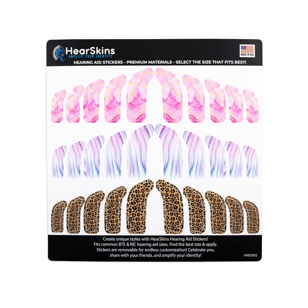 Hearing Aid Stickers Skins, Passt BTE und RIC Hörgerät Größen Universal gestaltet - Endless Customization! Wählen Sie aus Mehrere und verstärken Sie Ihre Identität! (Marmor)