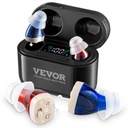 VEVOR Hörgeräte für Senioren, Wiederaufladbare Hörgeräte mit Lärmbelästigung und Lautstärkeregelung, Digitales In-Ear-Hörgerät mit Ladegehäuse und 8 Paar Ear Domes