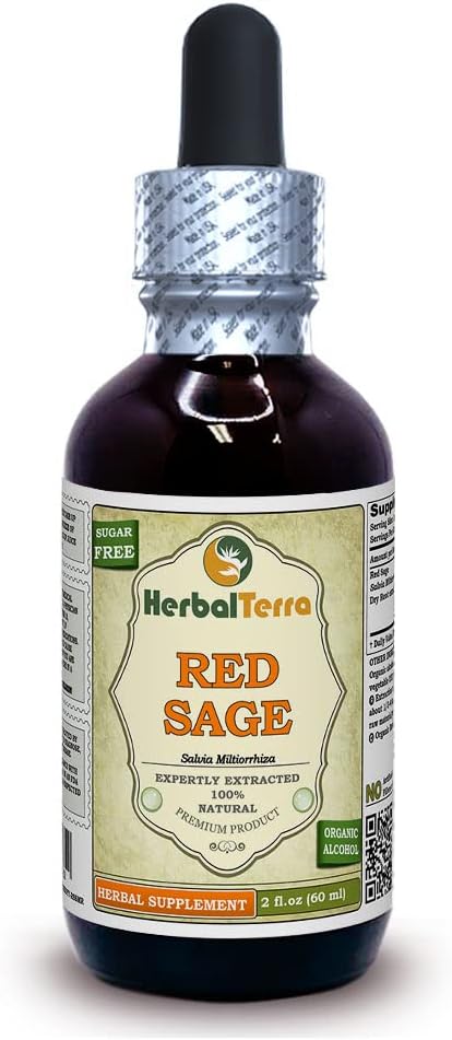 Roter Salbei (Salvia Miltiorrhiza) Tinktur, Organisch getrocknete Wurzeln Flüssiger Extrakt 2 oz