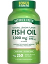 Nature's Truth Fish Oil 2000 mg | 600 mg Omega 3 | 250 Softgels | Natural Lemon Flavor | Non-GMO und glutenfreie Ergänzung