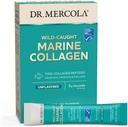 Dr. Mercola Marine Collagen Powder Packets, 5g Collagen per serving, 15 portions (15 packets sur la route), supplément alimentaire en poudre, non aromatisé, peptides collagènes de type 1 de morue, d'aiglefin et de bouleau