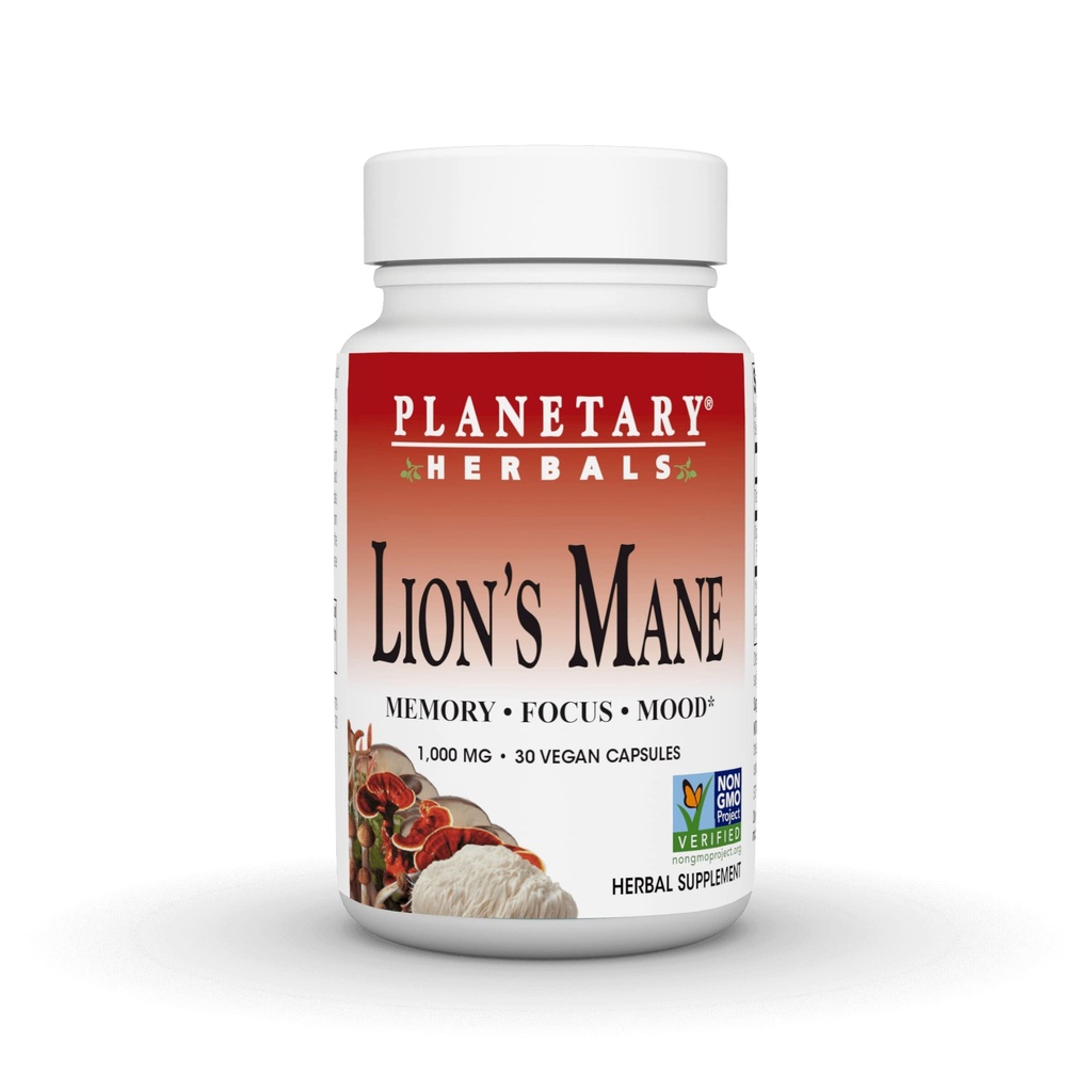 Herbals Planétaires Lion's Mane, pour Mémoire, Focus et Mood*, 1000 mg - 30 Capsules Vegan