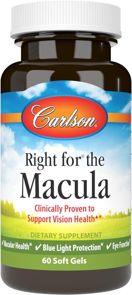Carlson - Recht auf die Macula, klinisch getestet, um Vision Health, Macular Health, Blue Light Protection & Eye Function, 60 Softgels zu unterstützen