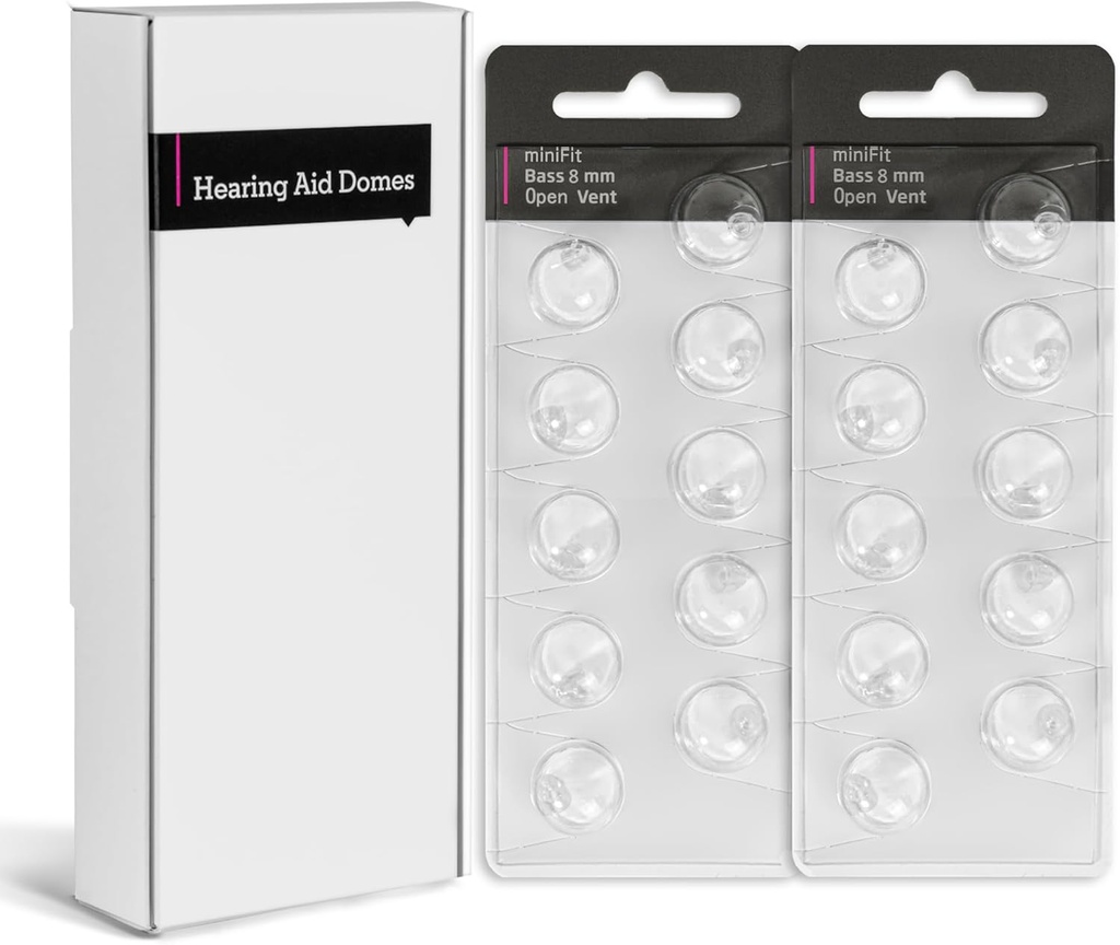 Hörgerät Dome für oticon minifit Bass 8mm Open Vent– Ersatz Ohrkappen, Silikon Ohrspitzen & oticon Zubehör | Premium Oticon Hörgerät Zubehör für Komfort und Klarheit (2PACK)
