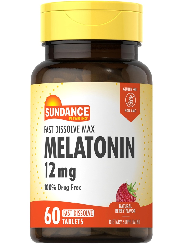 Sundance Melatonin 12 mg 60 Comprimés à dissolver rapidement