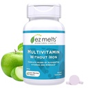 EZ Melts dissolvable multivitamine sans fer, 18 vitamines et minéraux incluant vitamine A, biotine, vitamine B12, vitamine C, vitamine D3, zinc et plus, sans sucre, 1-mois d'approvisionnement - 1 emballage