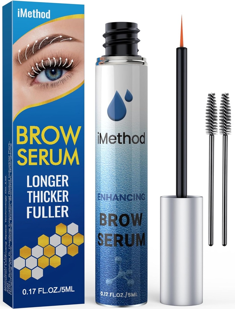 Sérum de croissance des sourcils iMéthod - Sérum des sourcils pour faire pousser les sourcils, sourcils épais en 4 semaines, boost de sourcils, Enhancer naturel des sourcils 5ML, clair