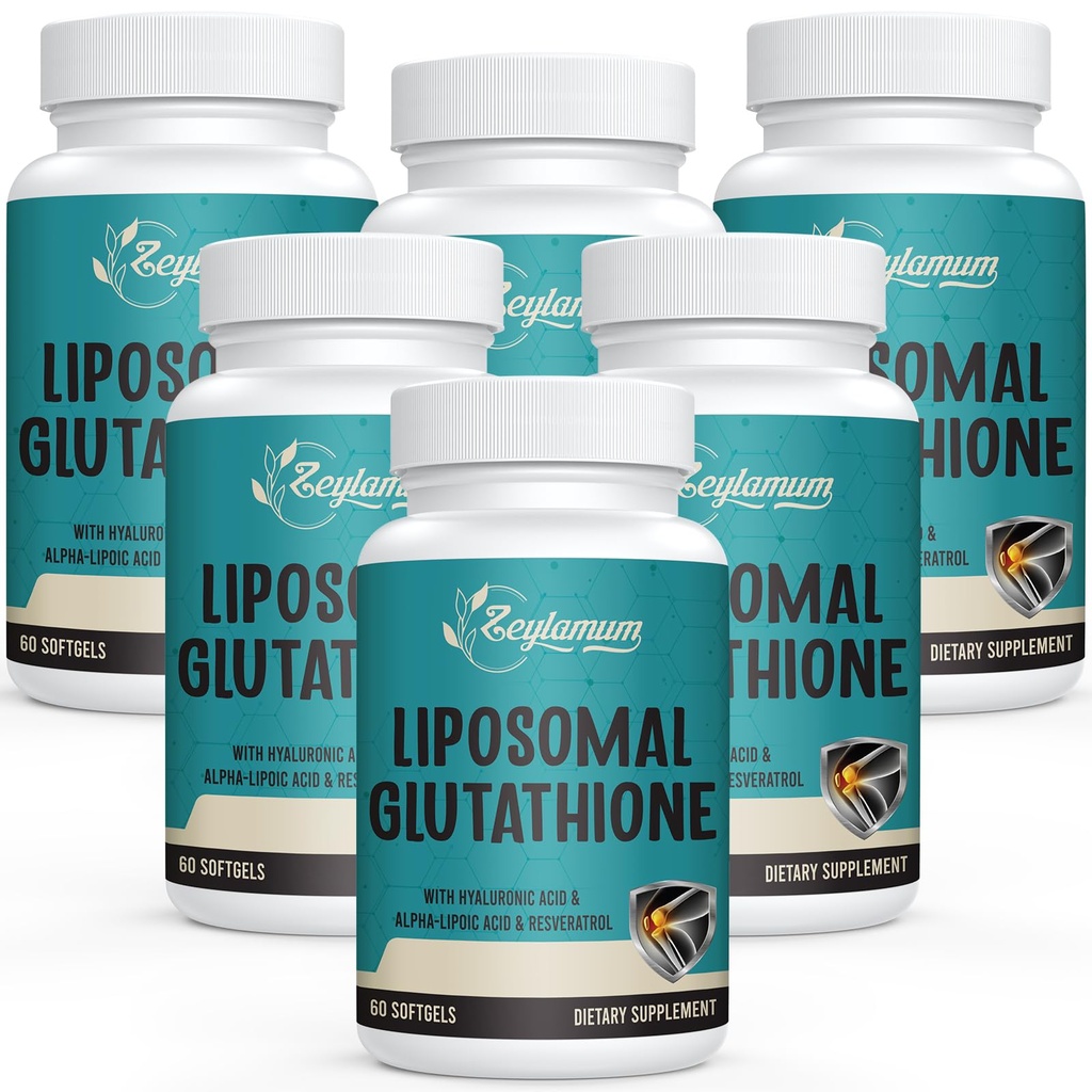 2400 MG Liposomale Glutathione Softgele, Max Absorption, Wirkstoff L-Glutathion reduziert (GSH), mit Hyaluronsäure, Resveratrol, Master Antioxidantien für Detox, Gehirn, Immunsystem, 360 Softgels