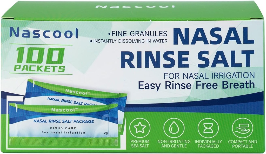 Saline Packets, Vorgemischte Salzpackungen für Nasenwasch-Refill (100 Zähler)