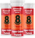 8Greens Supergreens Tablets | Super Greens Powder Superfood Tablet, Metabolism Immunity & Focus, Daily Greens Effervescent Tablets, Bio: Aloe Vera, Spirulina, Chlorella, Blut Orange, 30 Servierungen