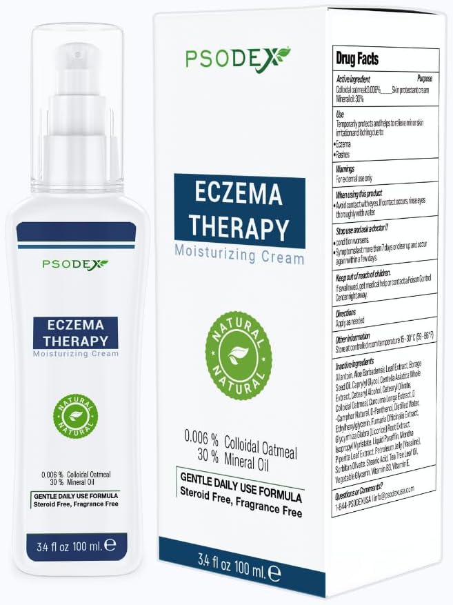 PSODEX Eczema Cream – Feuchtigkeitsspendende Eczema-Therapie Hautpflege mit Aloe Vera, Vitamine, Teebaumöl – Organische und natürliche Eczema Lotion – Nicht-Irritierende und beruhigende Eczema-Creme