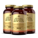 Solgar Calcium à croquer 500 mg - 120 Wafers, lot de 3 - Promotion de la santé musculo-squelettique - Non-OGM, végétalien, gluten, sans blé et sans lait, casher - 180 Total des portions