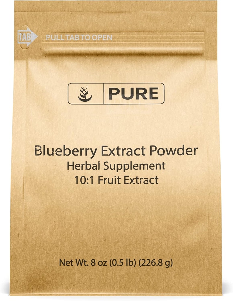 Ingrédients originaux purs Extrait de bleuets (8oz) Non-OGM, sans gluten, sans remplissage ou additifs