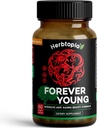 Forever Young Longevity Supplement für Immunität, Anti-Grau-Haar, Telomere Verlängerung & Happy Mood w/Ginseng, Astragalus, Lions Mane, Reishi Mushroom, Codonopsis | Organic - 60 Caps
